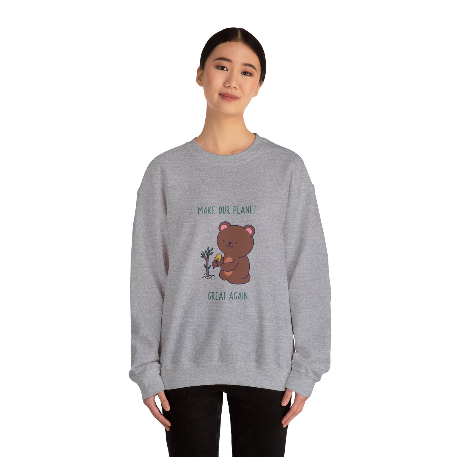 Make Our Planet Great Again Caring Bear Environmental Design - Sweatshirt - Image 12