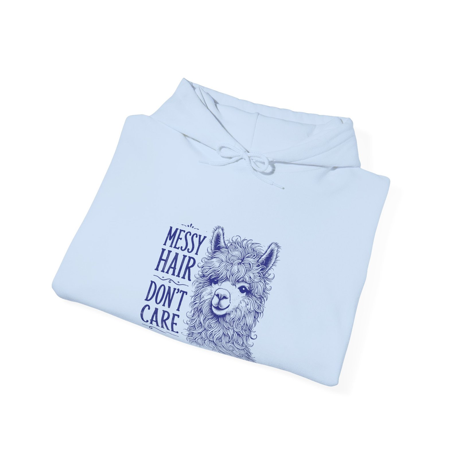 Messy Hair Don’t Care Blue Llama Face Illustration - Hoodie - Image 12