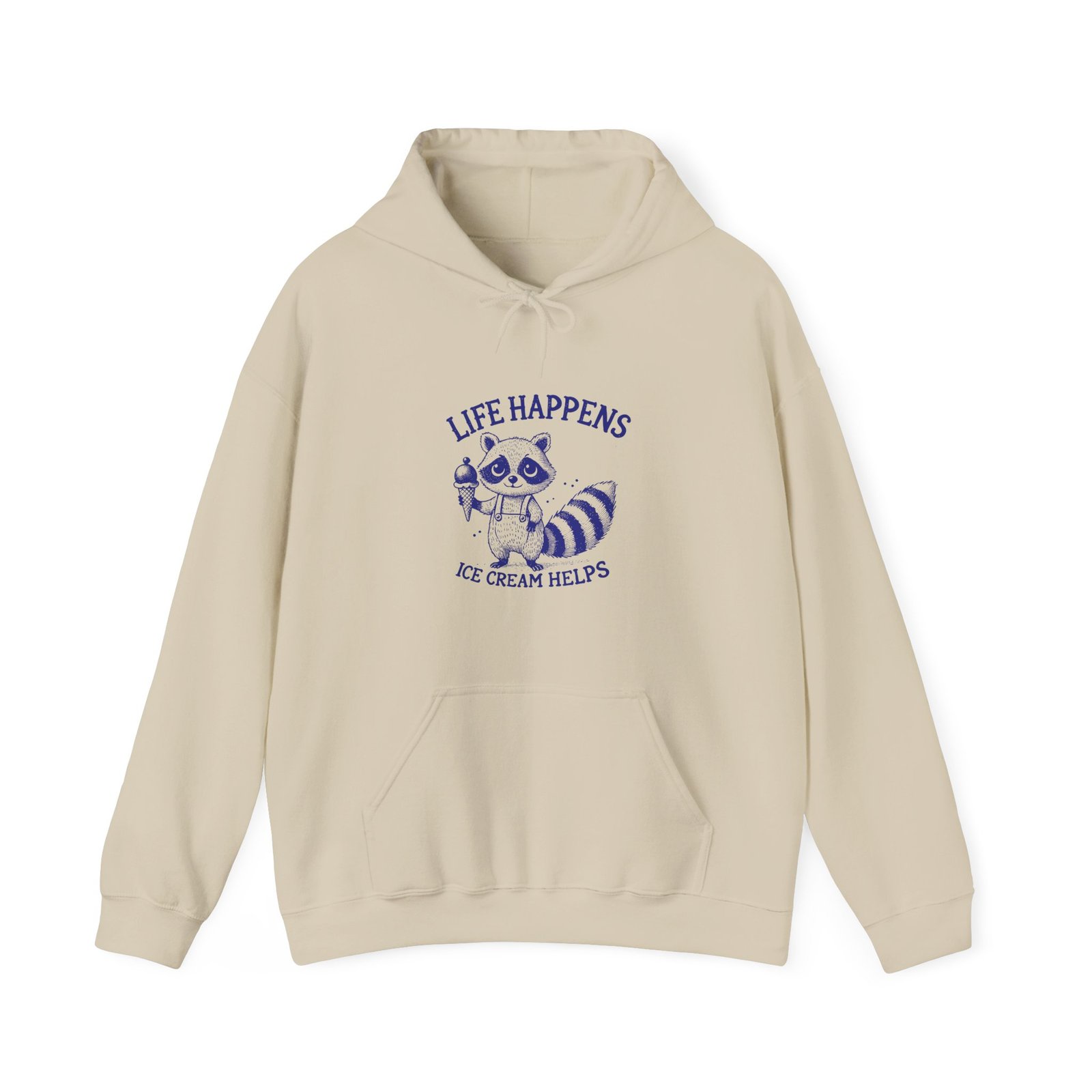 Life Happens Ice Cream Helps Blue Raccoon Design - Hoodie - Image 5