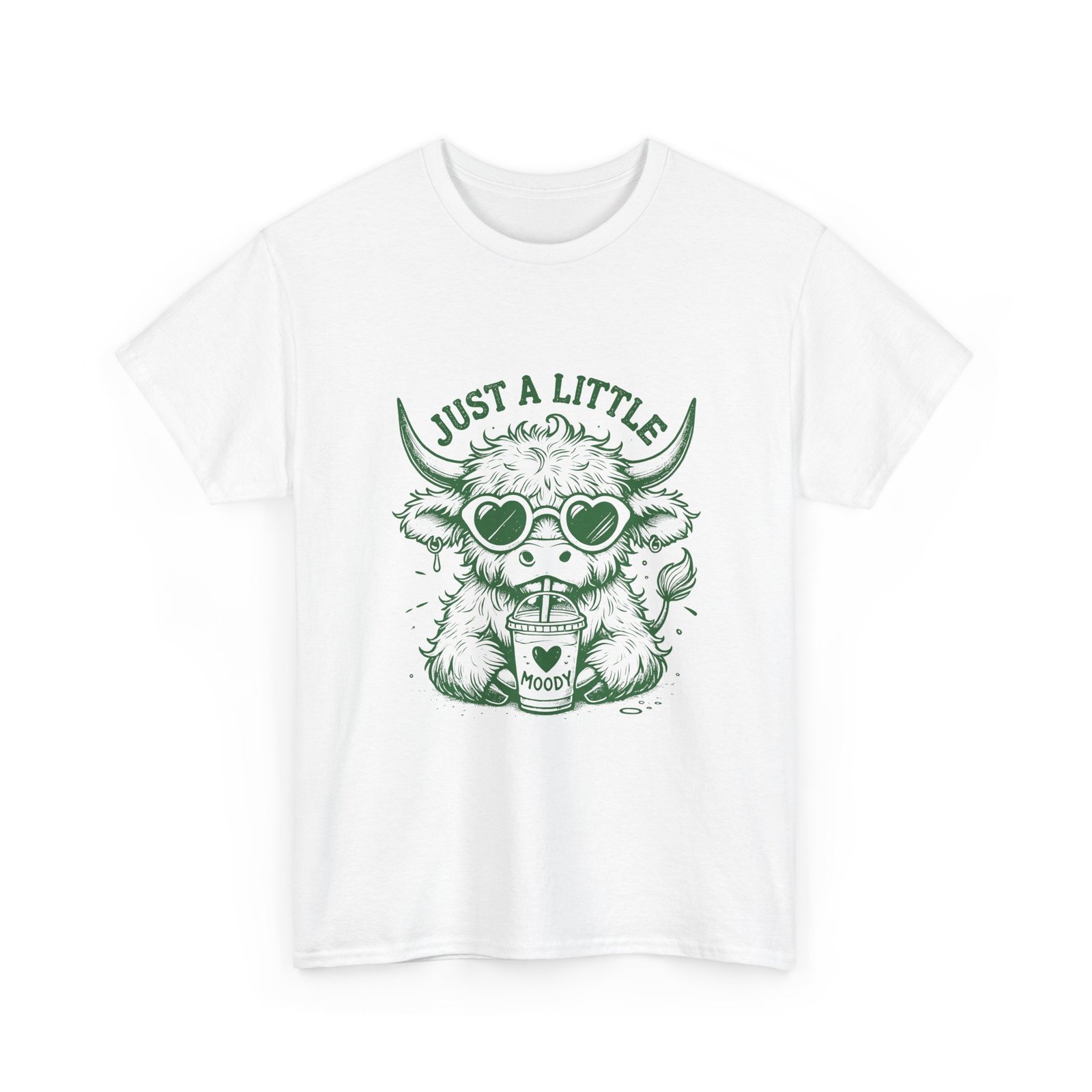 Just a Little Moody Green Cow Wearing Sunglasses Illustration - T-shirt - Image 3