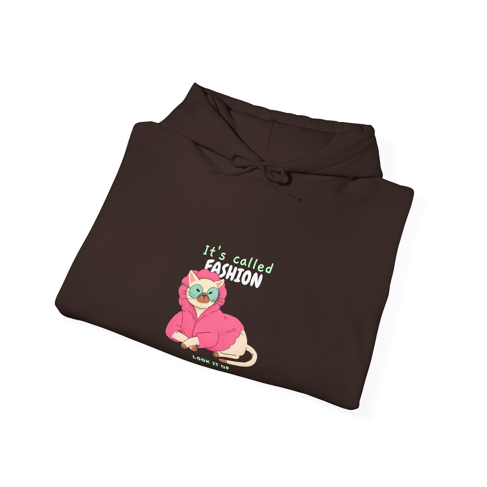 Chic Cat with "It's Called Fashion Look It Up" Typography - Hoodie - Image 8