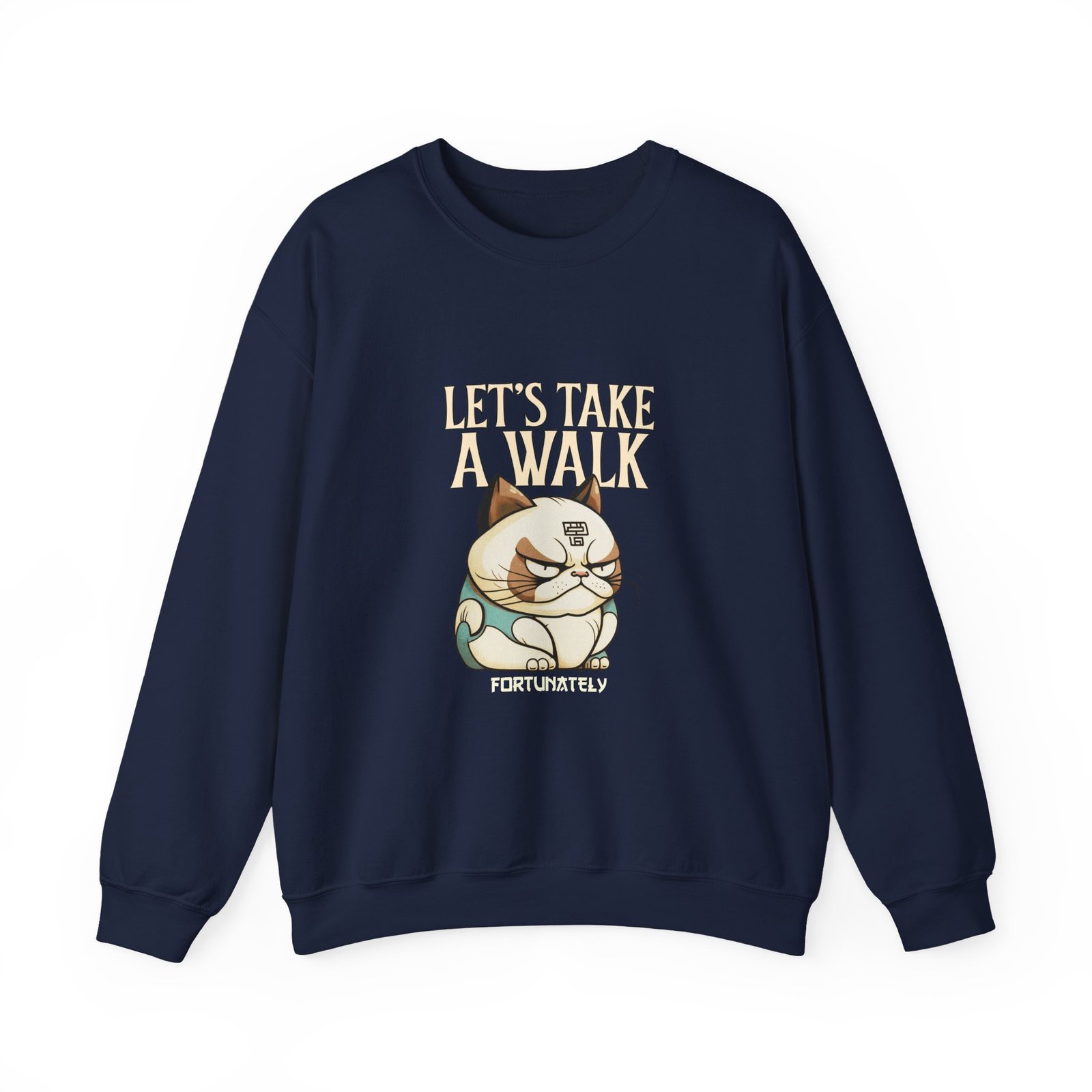 Grumpy Cat Illustration with Let’s Take a Walk Quote - Sweatshirt - Image 9