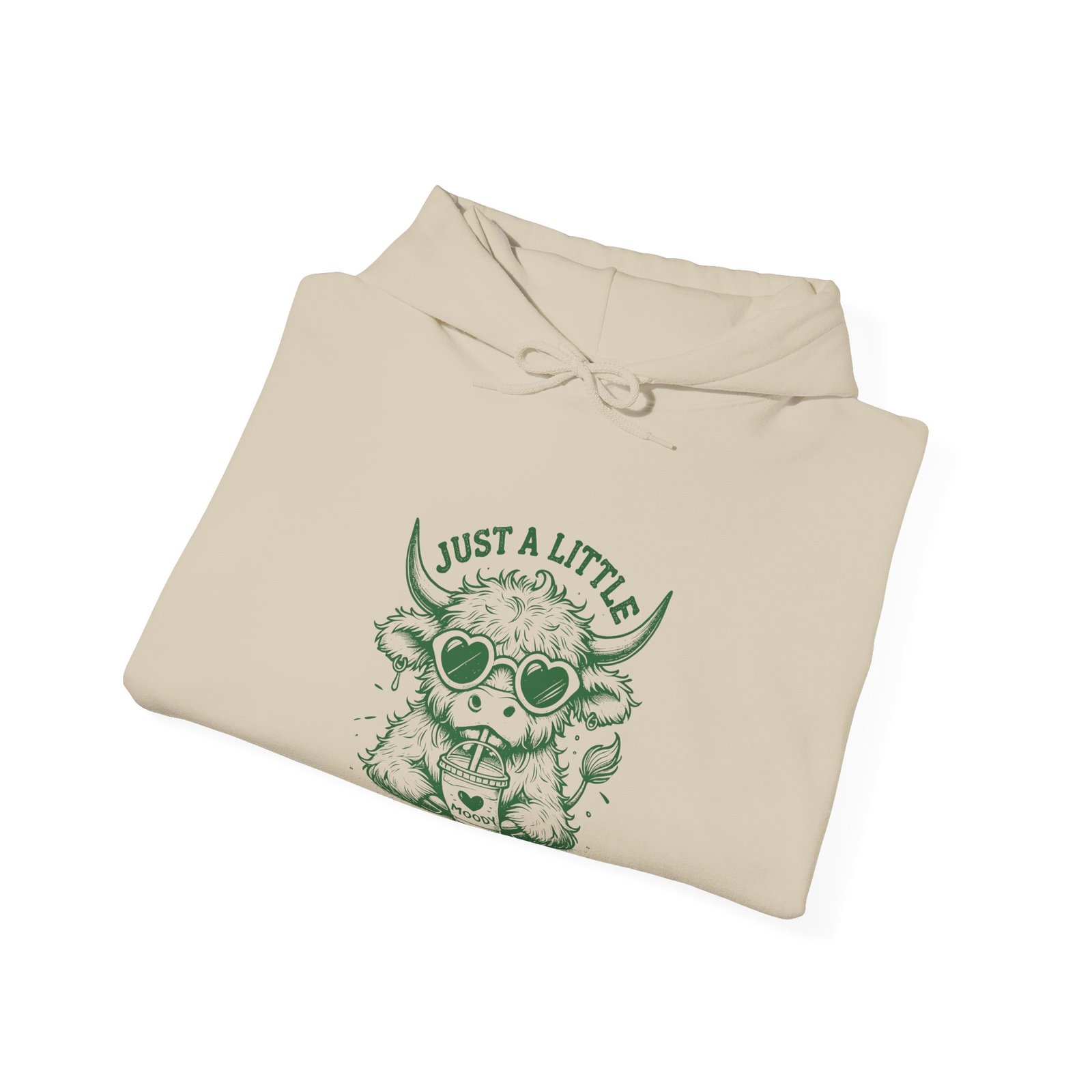 Just a Little Moody Green Cow Wearing Sunglasses Illustration - Hoodie - Image 8
