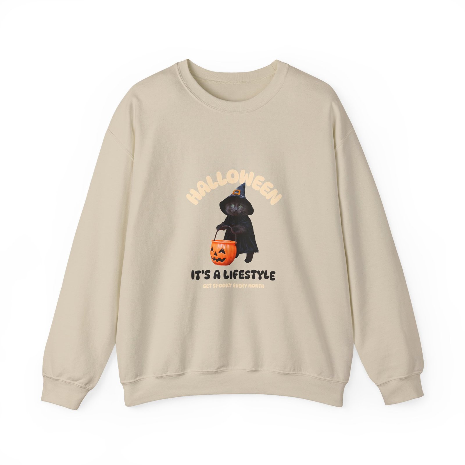 Halloween Lifestyle Cat with Spooky Elements Design - Sweatshirt - Image 5