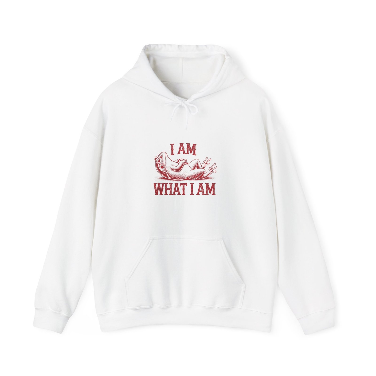 I Am What I Am Red Frog Illustration Bold Statement Design - Hoodie