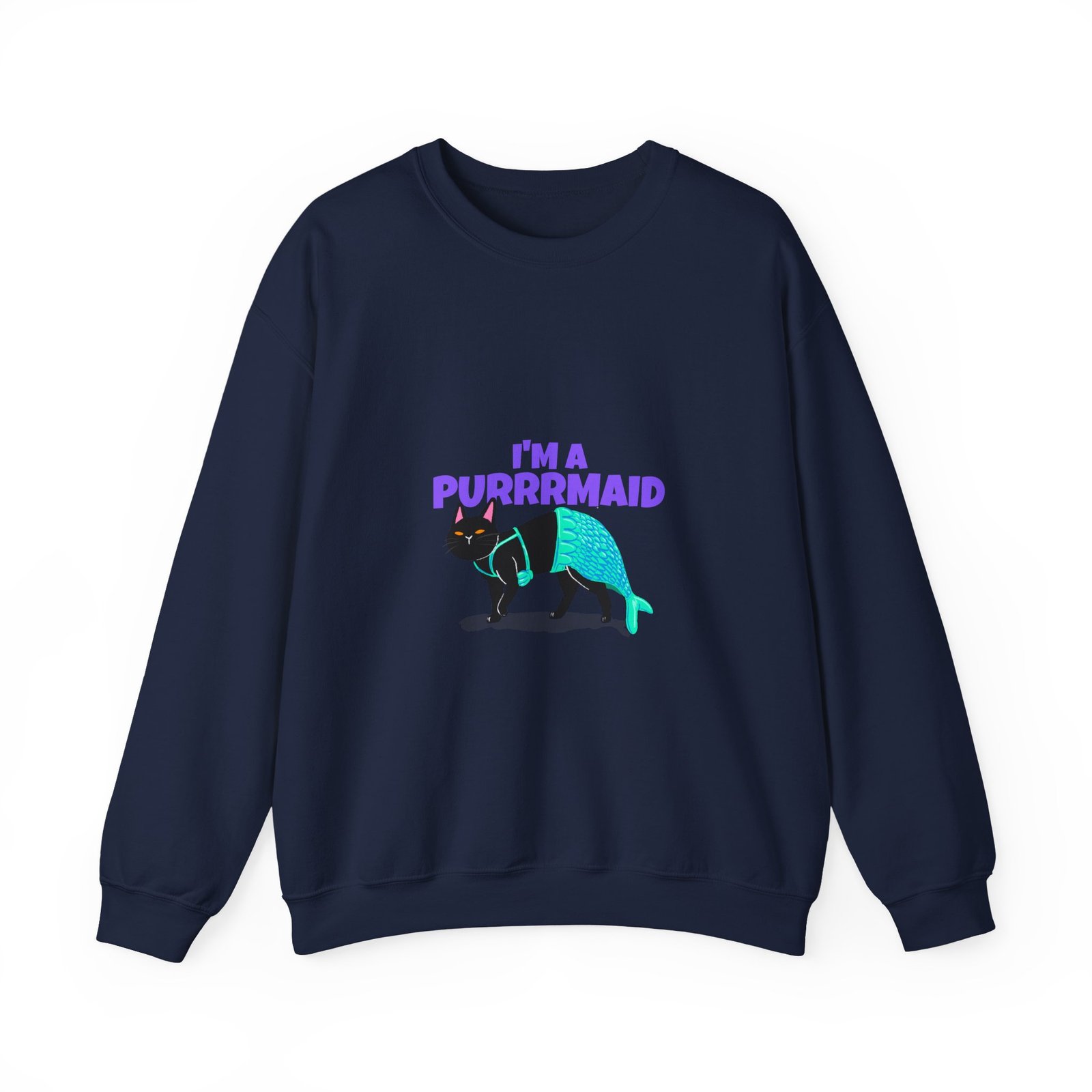 Funny Im A Purrmaid Cat Cartoon Mermaid Design - Sweatshirt - Image 9