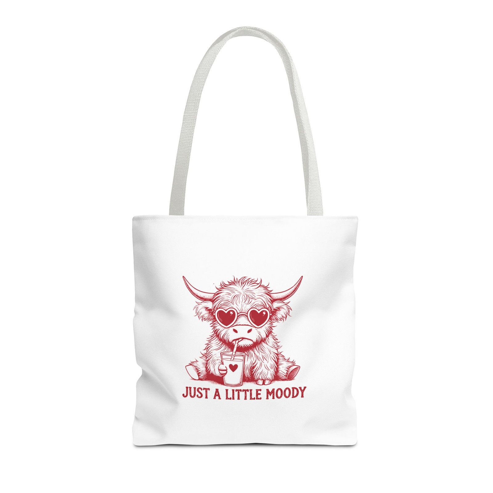 Just a Little Moody Red Cow Funny Cartoon Illustration - Tote Bag - Image 5