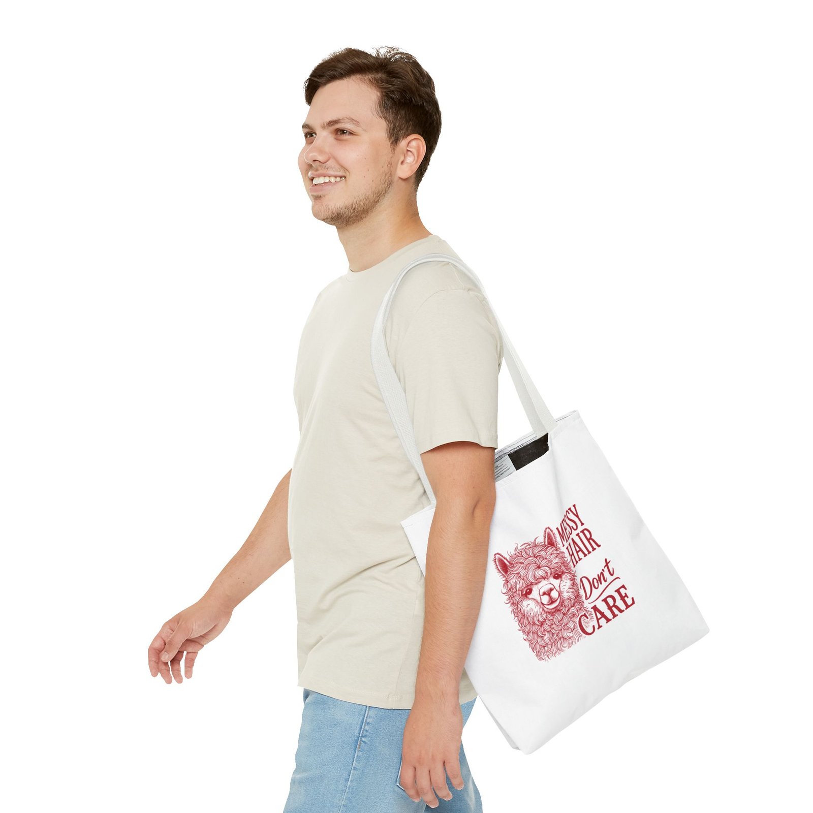 Cute Red Llama with Messy Hair Illustration - Tote Bag - Image 7