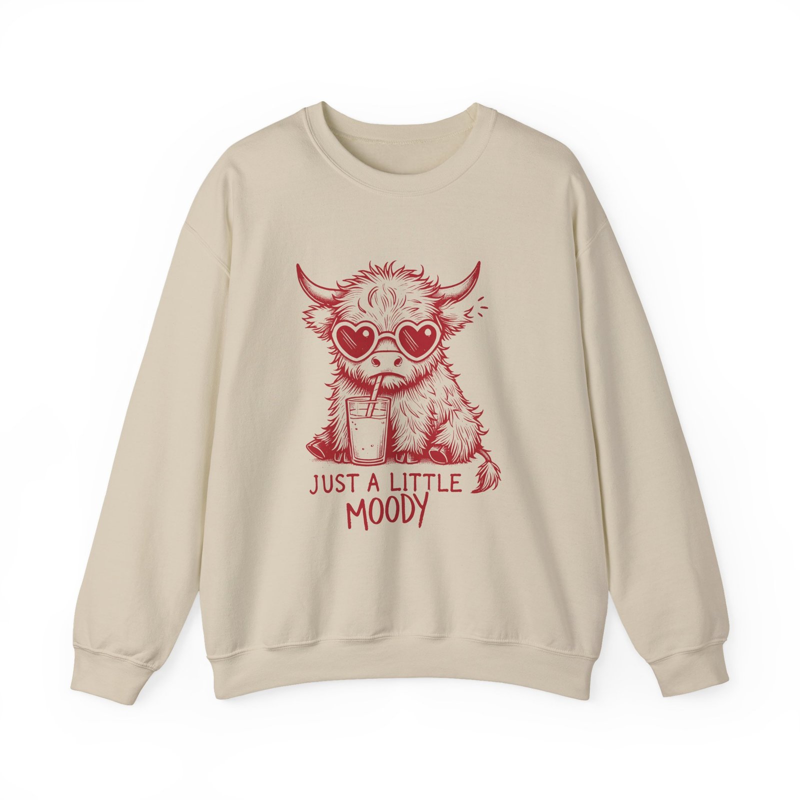 Just a Little Moody Red Cow Drinking Milk Cartoon - Sweatshirt - Image 5