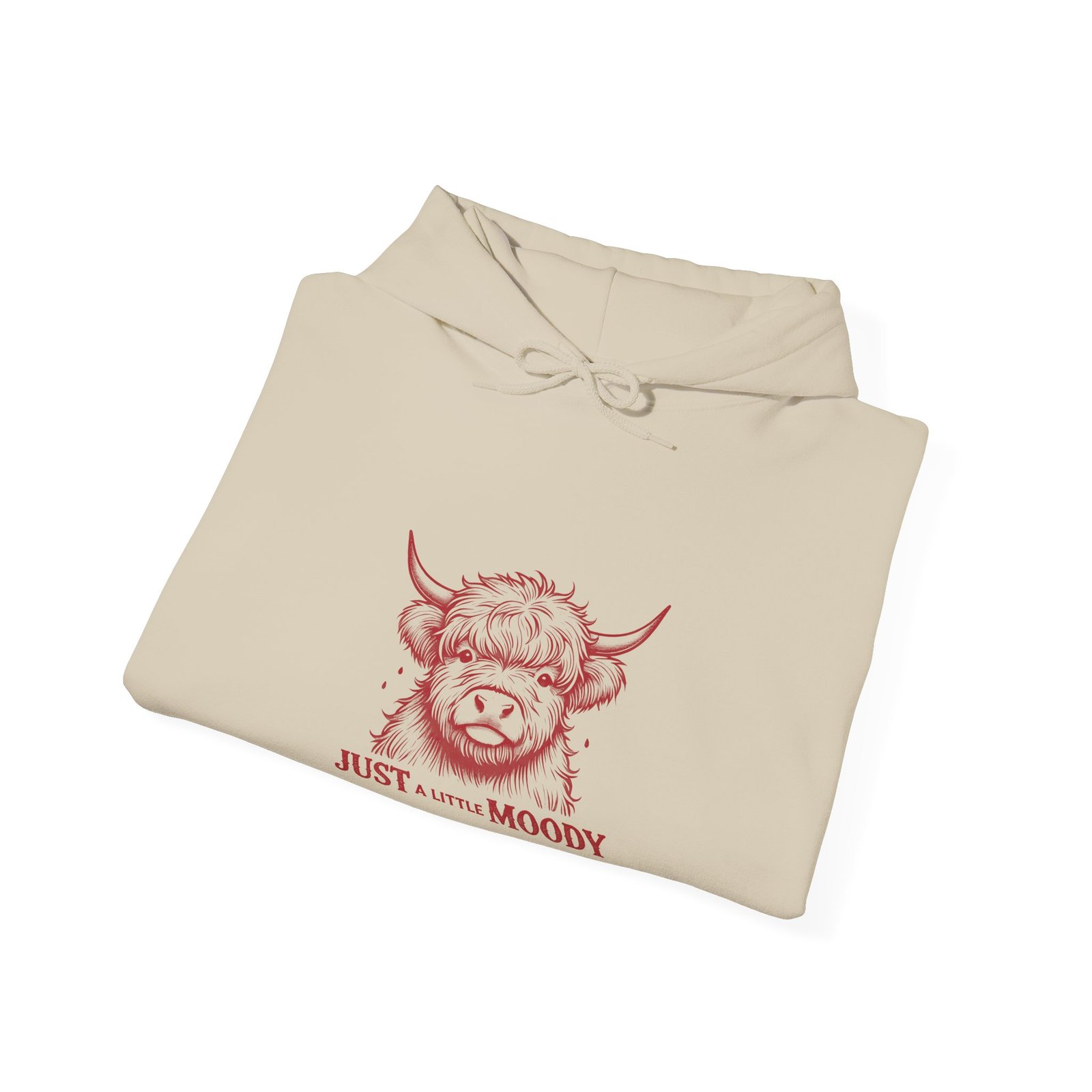 Just A Little Moody Red Cow Face Illustration - Hoodie - Image 8