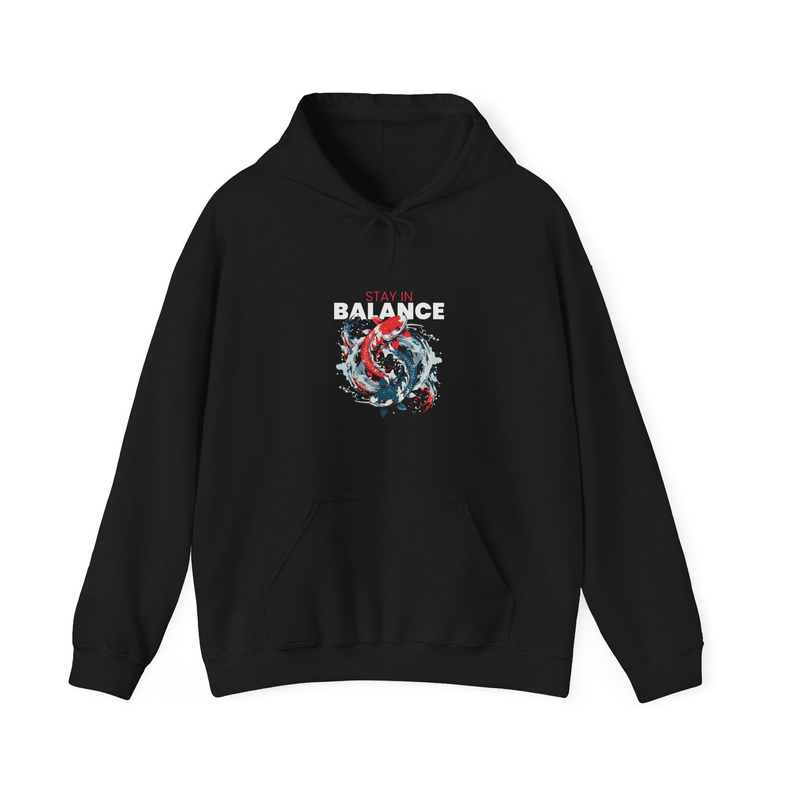 Stay in Balance Koi Fish Yin Yang Symbol Artistic Design - Hoodie