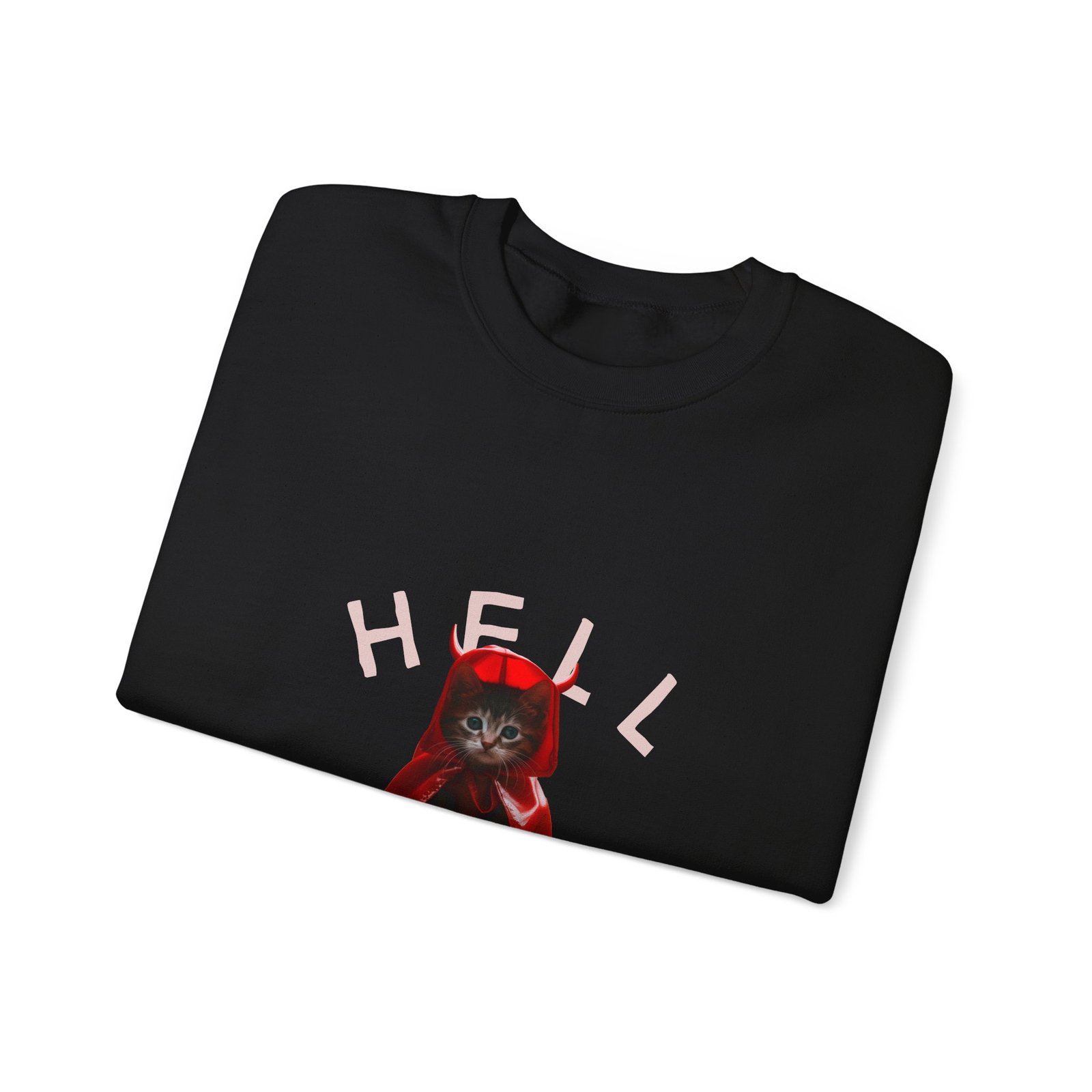 Hell Yeah! Devilish Cat Graphic with Bold Attitude - Sweatshirt - Image 3
