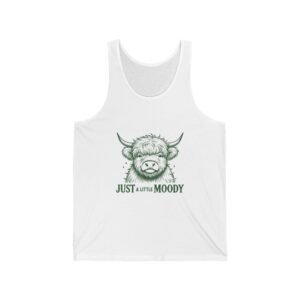 Just A Little Moody Green Cow Face Illustration - Tank Top