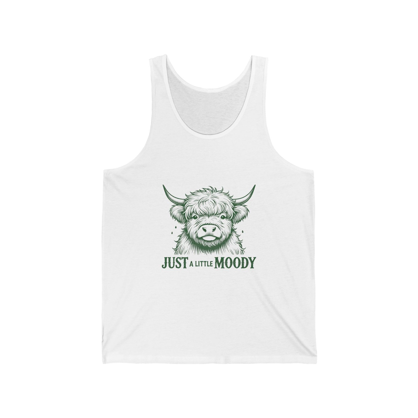 Just A Little Moody Green Cow Face Illustration - Tank Top