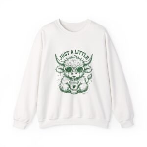 Just a Little Moody Green Cow Wearing Sunglasses Illustration - Sweatshirt