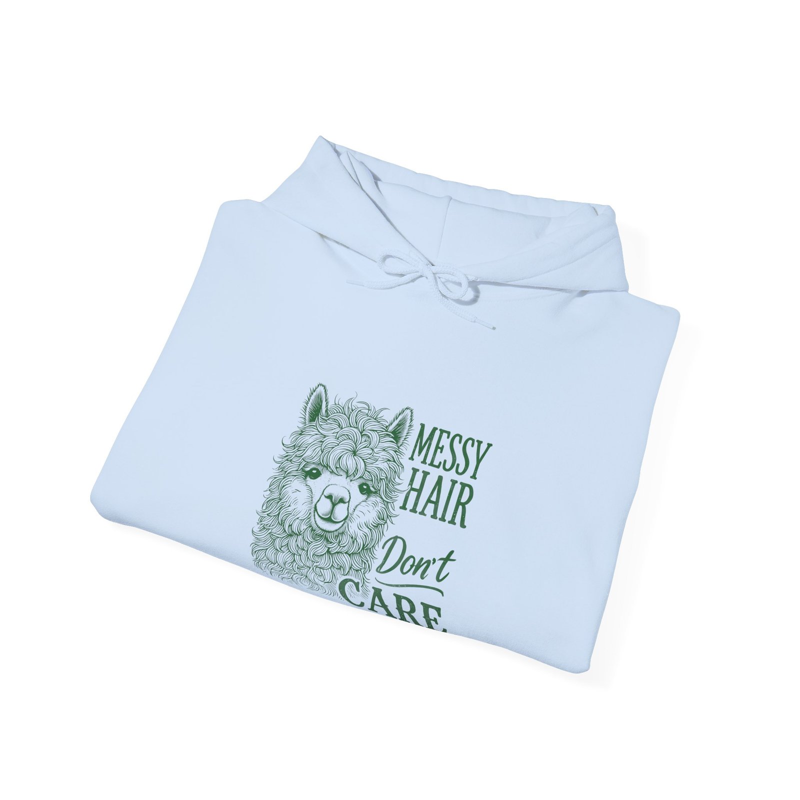 Messy Hair Don’t Care Playful Green Llama Illustration - Hoodie - Image 12