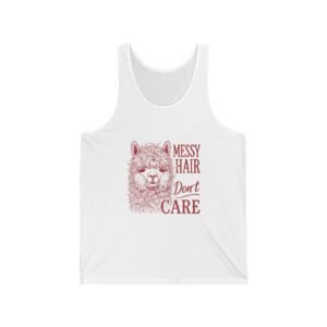 Cute Red Llama with Messy Hair Illustration - Tank Top