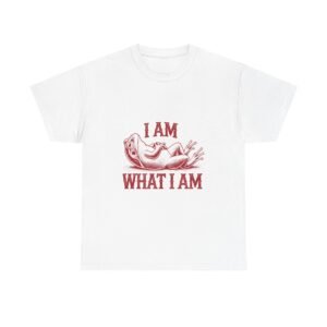 I Am What I Am Red Frog Illustration Bold Statement Design - T-shirt