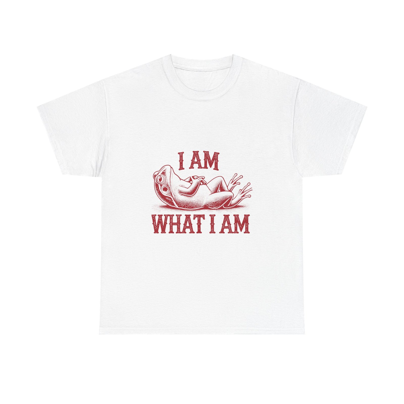 I Am What I Am Red Frog Illustration Bold Statement Design - T-shirt
