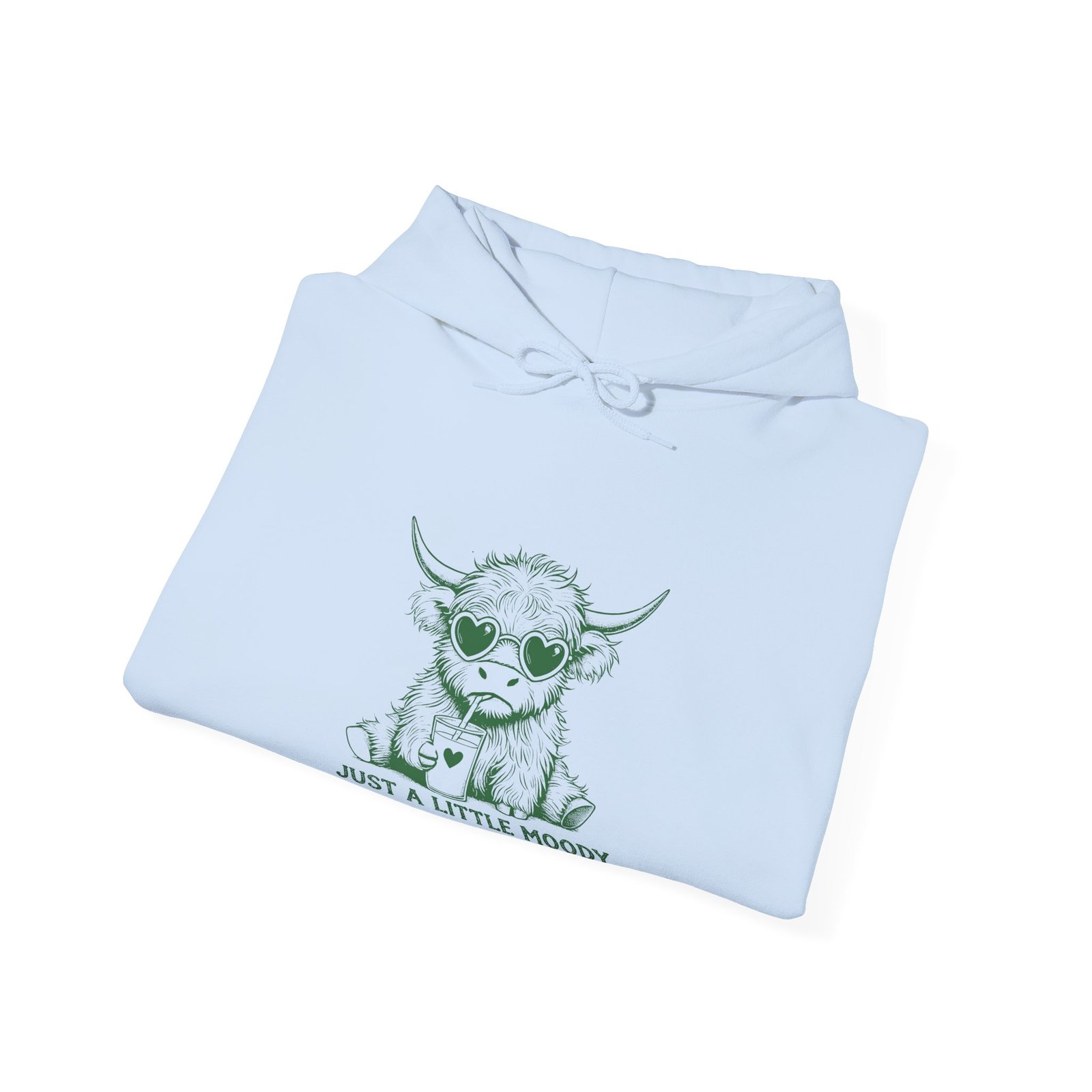 Just a Little Moody Green Cow Cute Farm Animal Illustration - Hoodie - Image 12