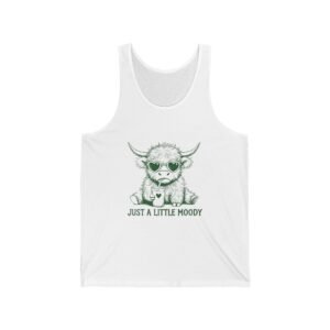 Just a Little Moody Green Cow Cute Farm Animal Illustration - Tank Top
