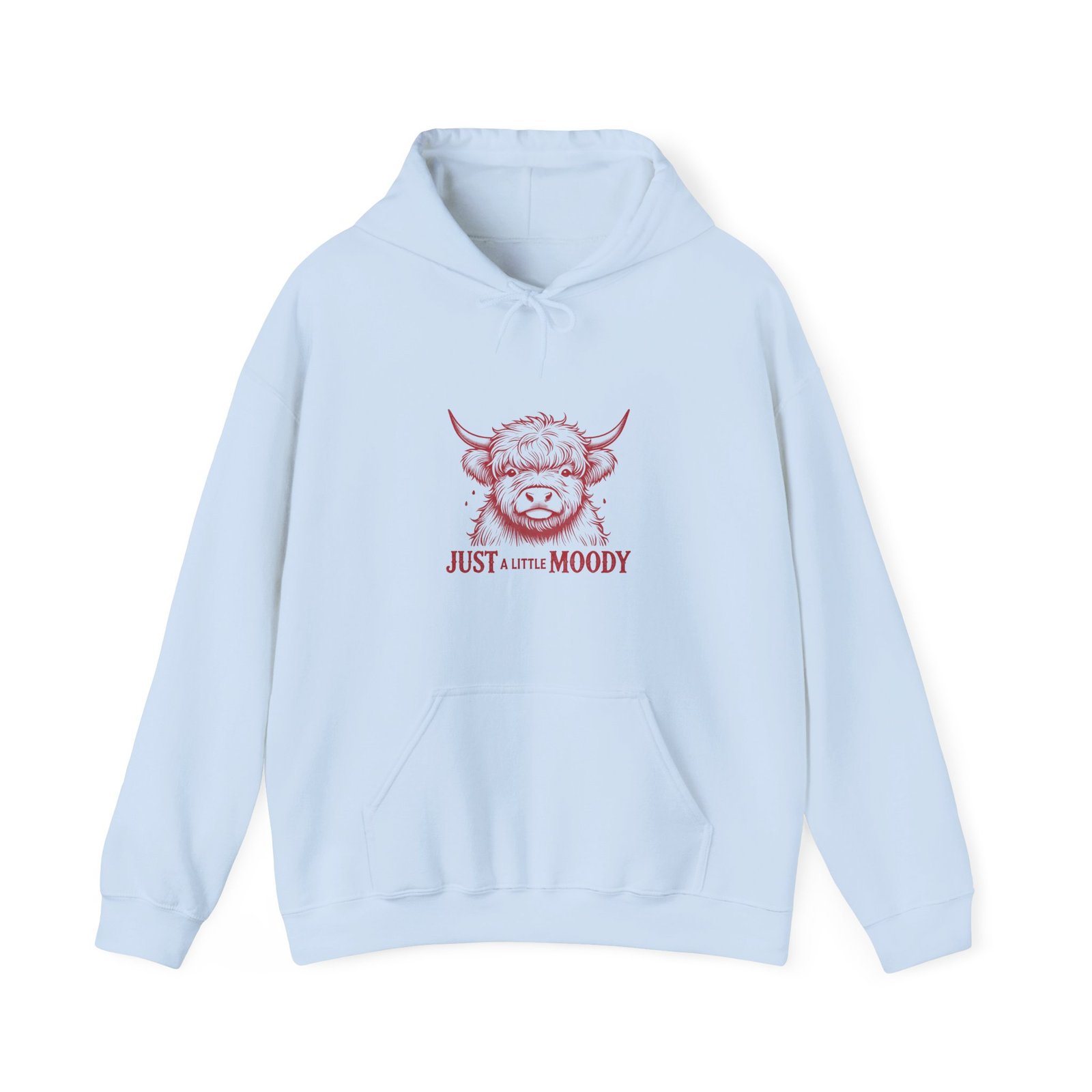 Just A Little Moody Red Cow Face Illustration - Hoodie - Image 9