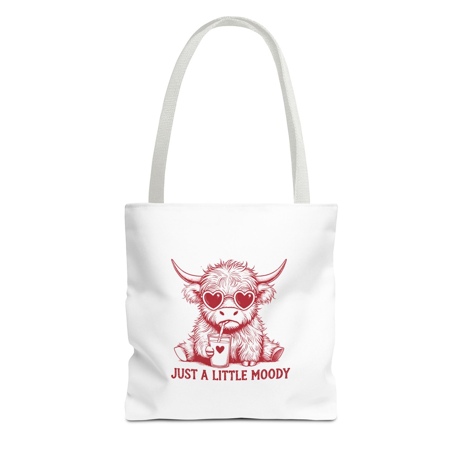 Just a Little Moody Red Cow Funny Cartoon Illustration - Tote Bag