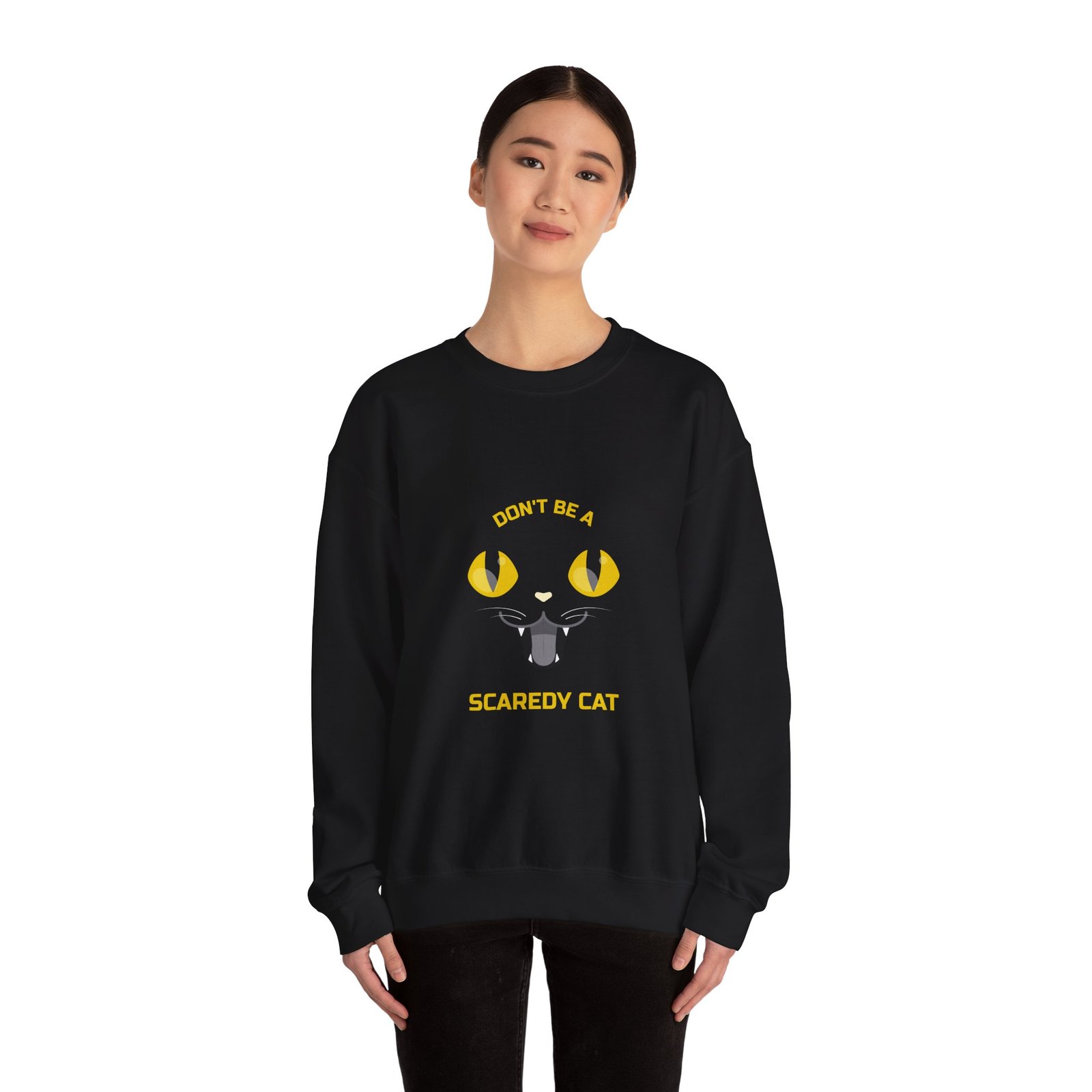 Cute Don’t Be a Scaredy Cat Playful Cat Teasing Design - Sweatshirt - Image 4