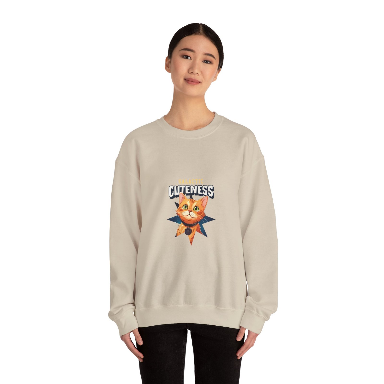 Galactic Cuteness Space Cat Floating in Colorful Cosmos - Sweatshirt - Image 8