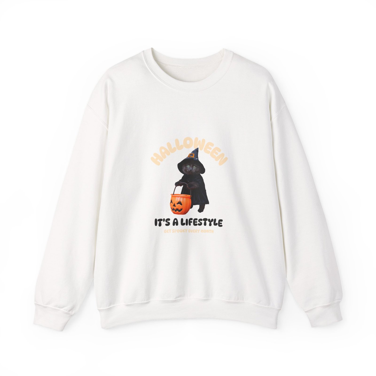 Halloween Lifestyle Cat with Spooky Elements Design - Sweatshirt