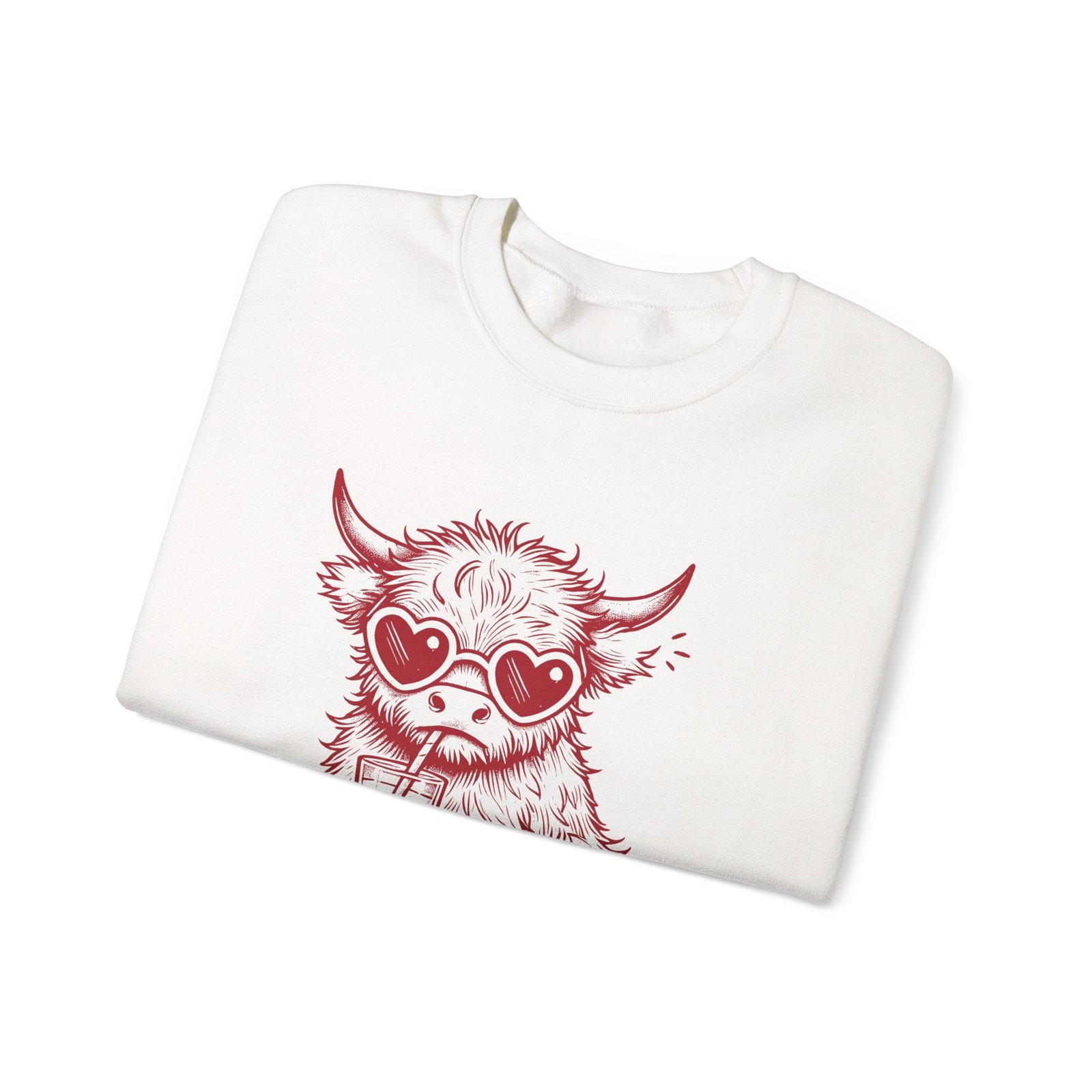 Just a Little Moody Red Cow Drinking Milk Cartoon - Sweatshirt - Image 3