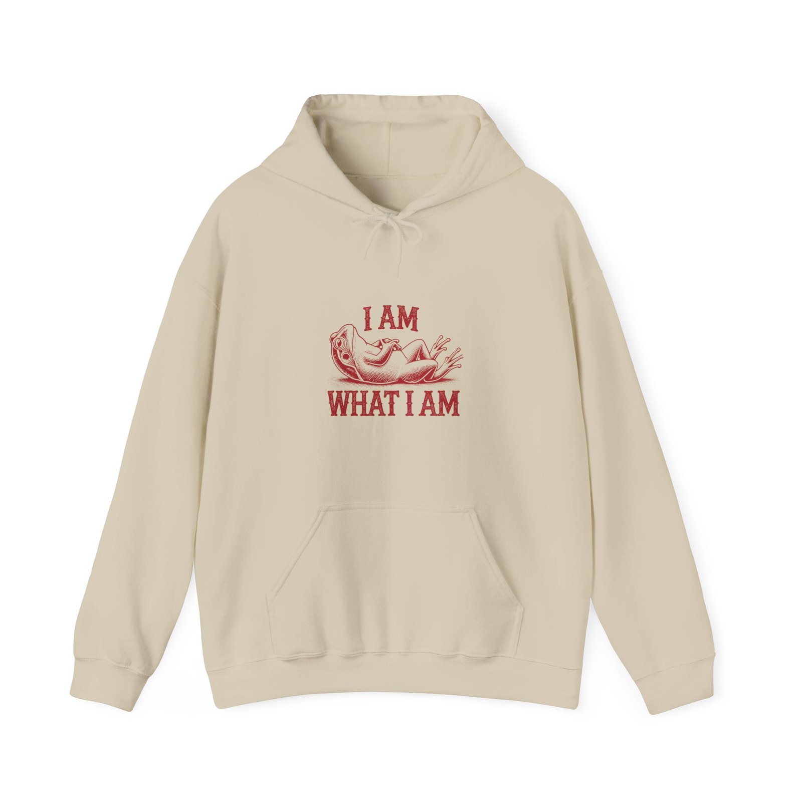 I Am What I Am Red Frog Illustration Bold Statement Design - Hoodie - Image 5