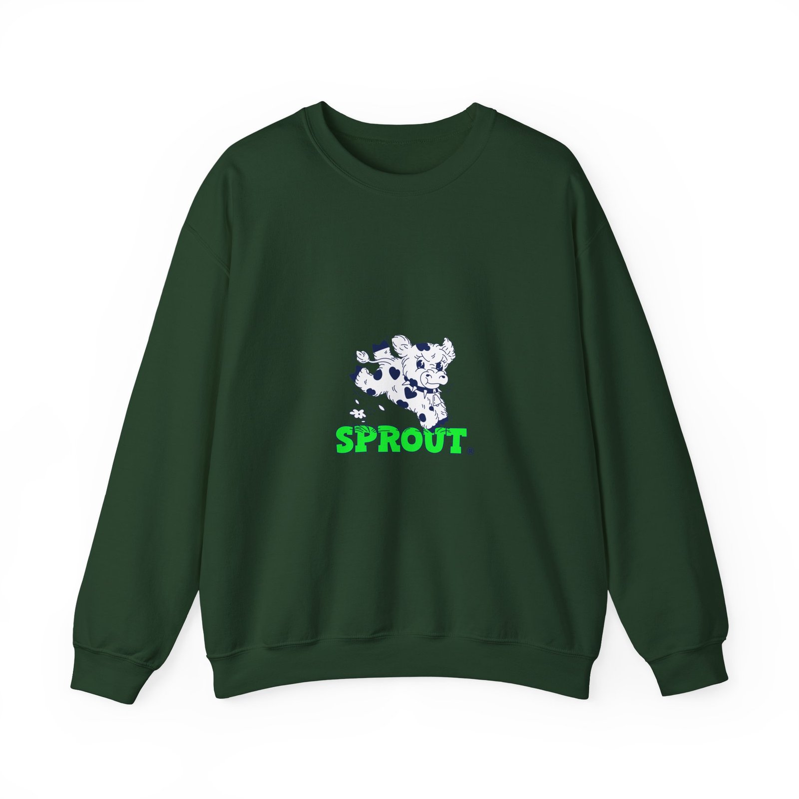 Whimsical Sprout Cow Illustration in Fresh Green Tones - Sweatshirt - Image 5