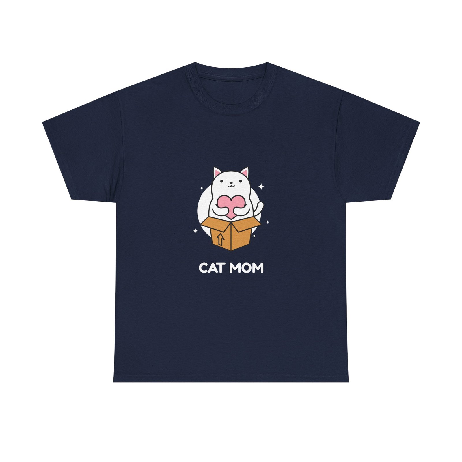 Cute Cat Mom Illustration with Cat in a Box Design - T-shirt - Image 9
