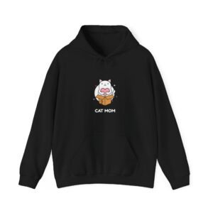 Cute Cat Mom Illustration with Cat in a Box Design - Hoodie