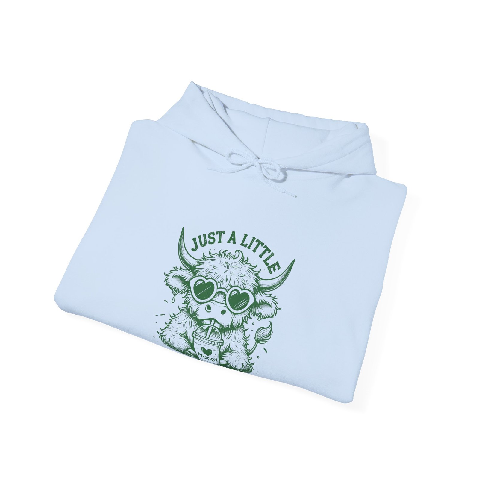 Just a Little Moody Green Cow Wearing Sunglasses Illustration - Hoodie - Image 12