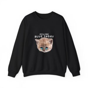 Enchanting Blue Cat Illustration with Whimsical Charm - Sweatshirt