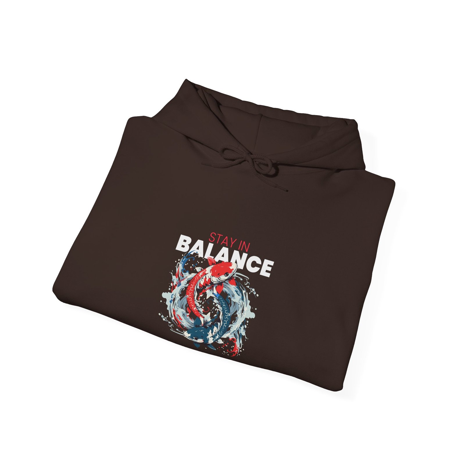 Stay in Balance Koi Fish Yin Yang Symbol Artistic Design - Hoodie - Image 8