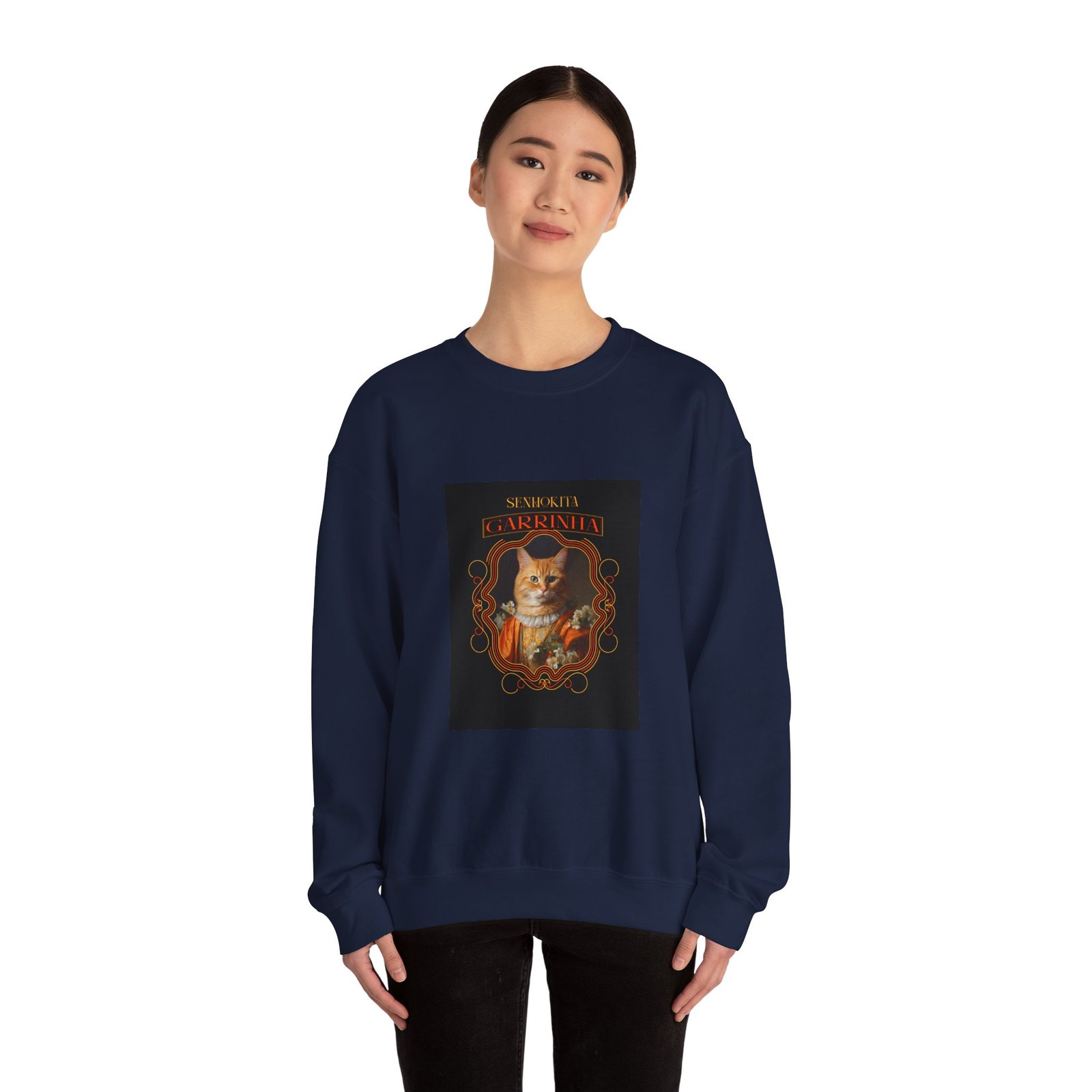 Garrinha Cat Regal Pose with Elegant Crown Illustration - Sweatshirt - Image 12