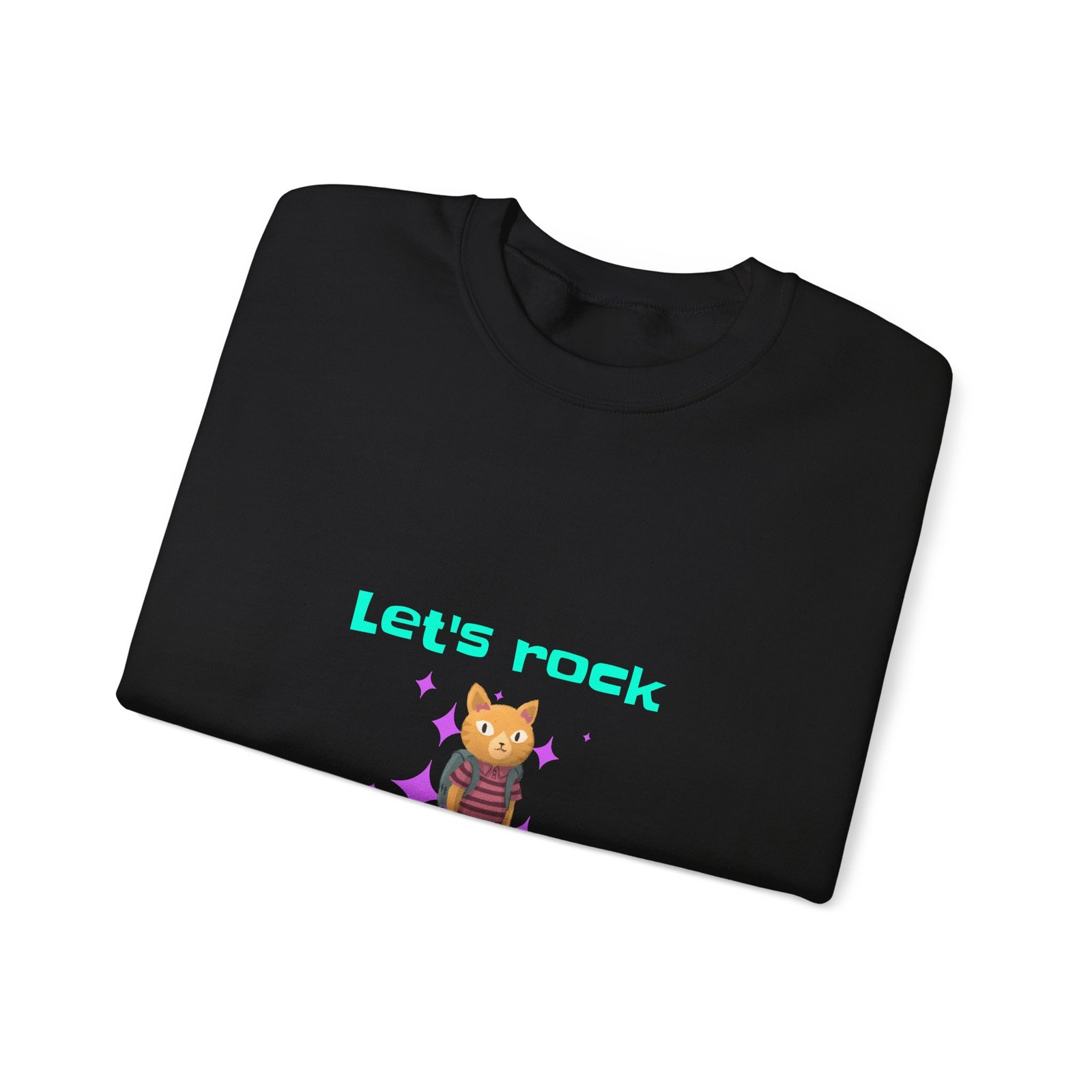Playful Cat with Let’s Rock This School Graphic - Sweatshirt - Image 3