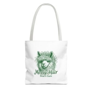Messy Hair Don’t Care Green Llama Funny Cartoon Design - Tote Bag