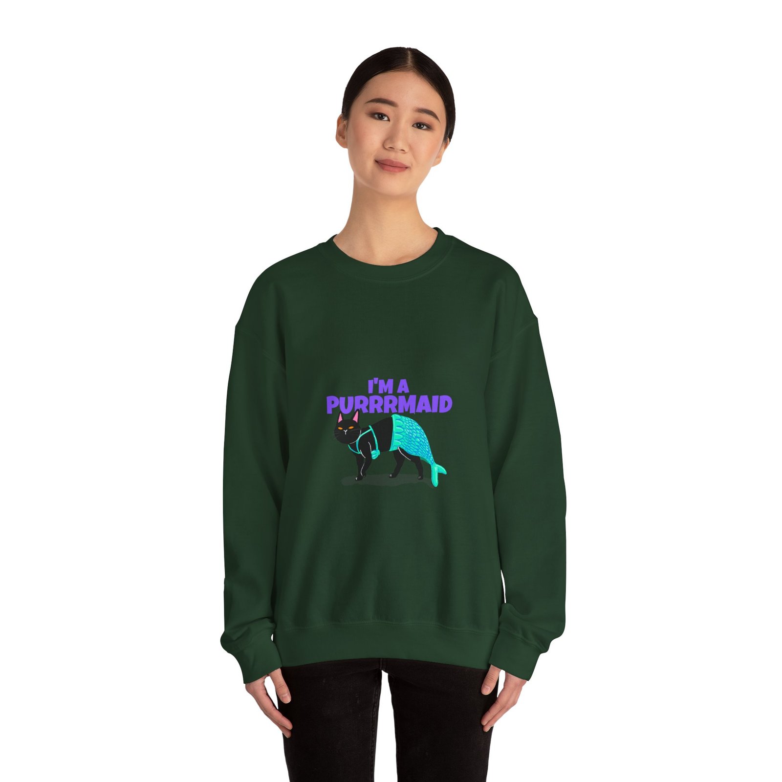 Funny Im A Purrmaid Cat Cartoon Mermaid Design - Sweatshirt - Image 8