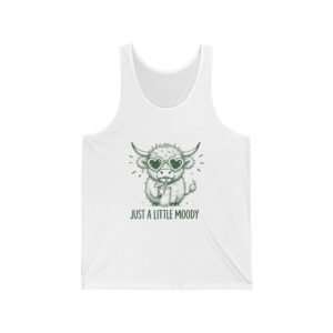 Just a Little Moody Green Cow Illustration in Summer Scene - Tank Top