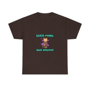 Playful Cat with Let’s Rock This School Graphic - T-shirt