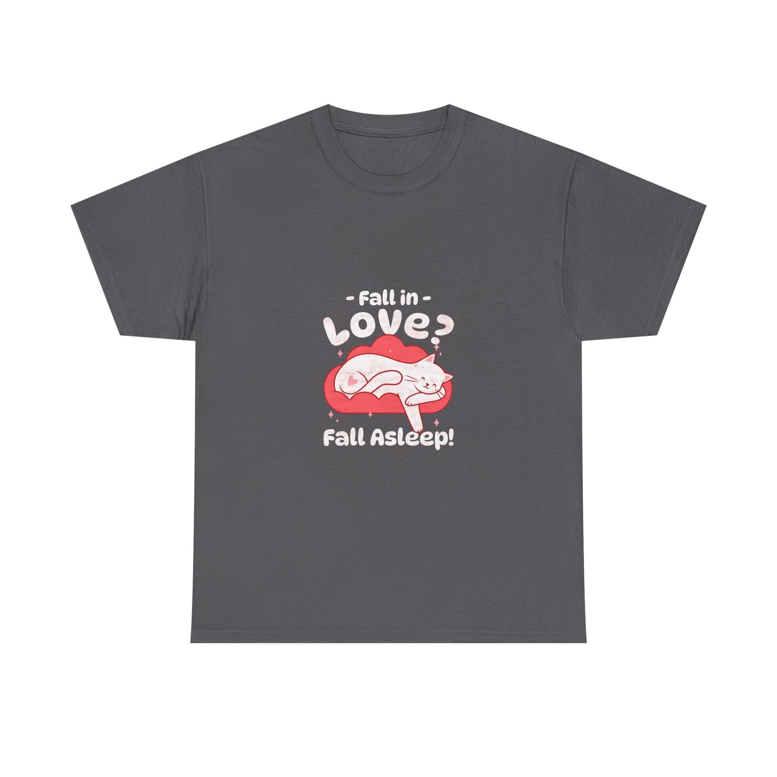 Adorable Sleepy Cat Cuddled in Cozy Autumn Leaves - T-shirt - Image 5