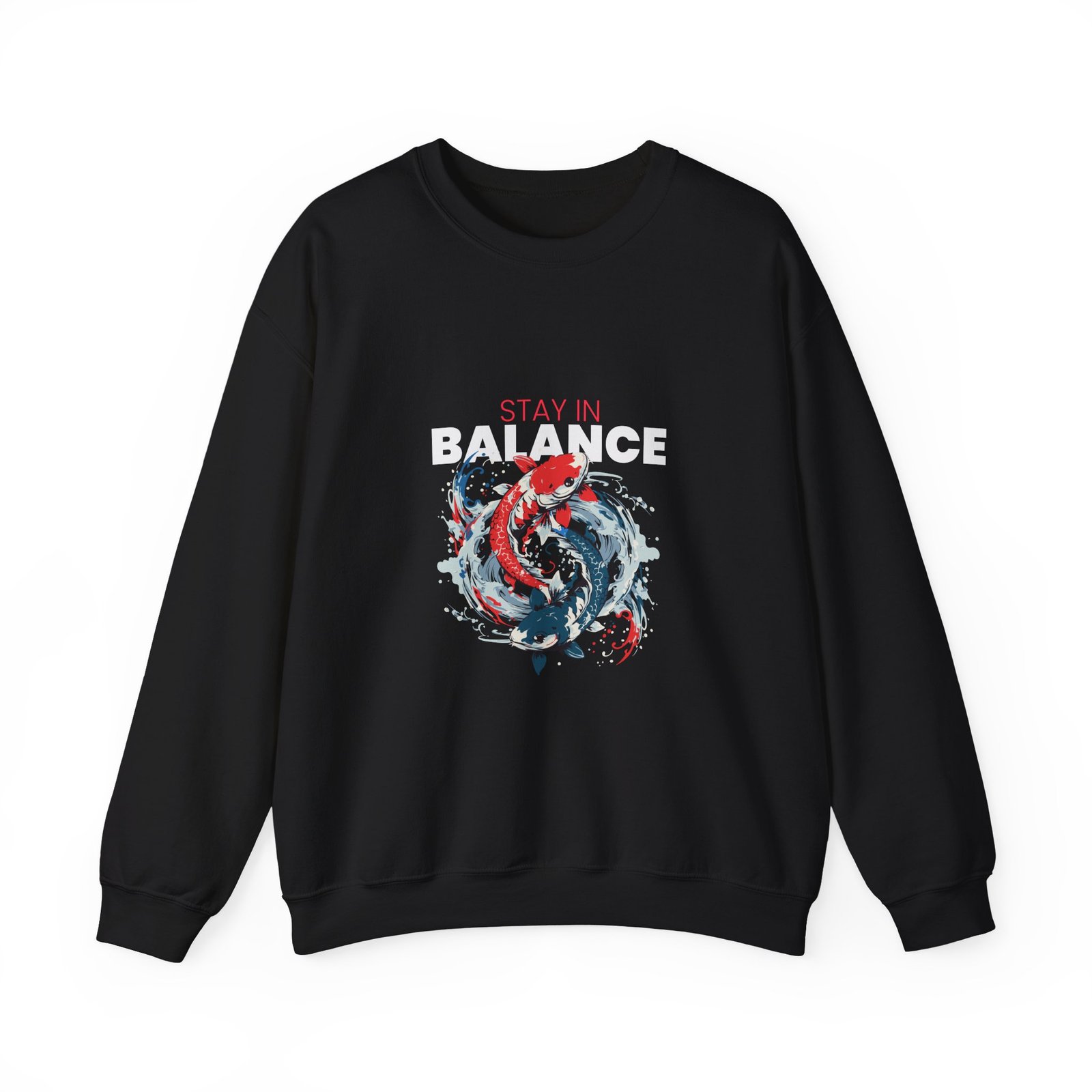 Stay in Balance Koi Fish Yin Yang Symbol Artistic Design - Sweatshirt