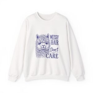 Playful Blue Llama with Messy Hair and Carefree Vibes - Sweatshirt