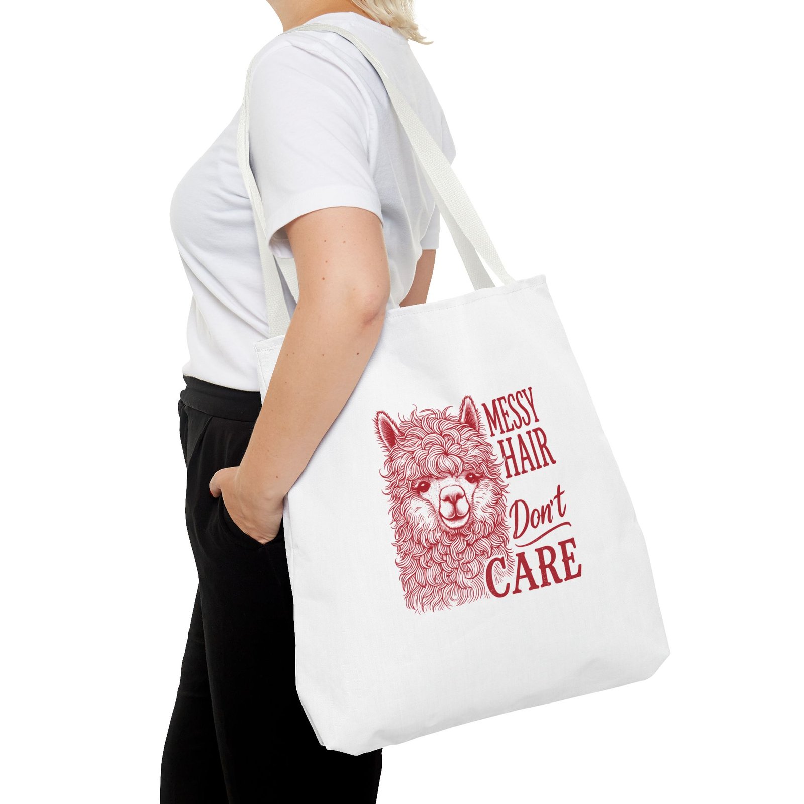 Cute Red Llama with Messy Hair Illustration - Tote Bag - Image 12