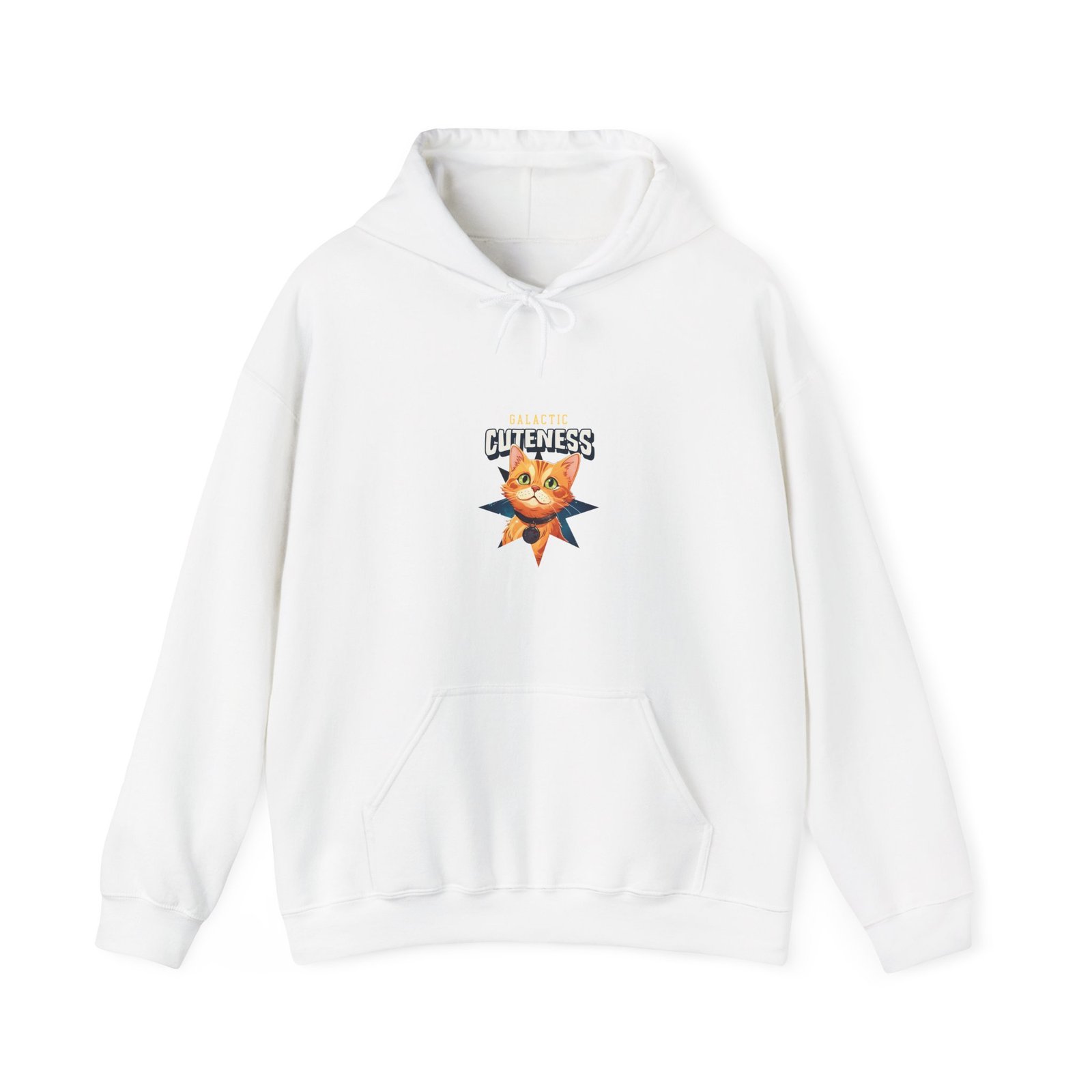 Galactic Cuteness Space Cat Floating in Colorful Cosmos - Hoodie