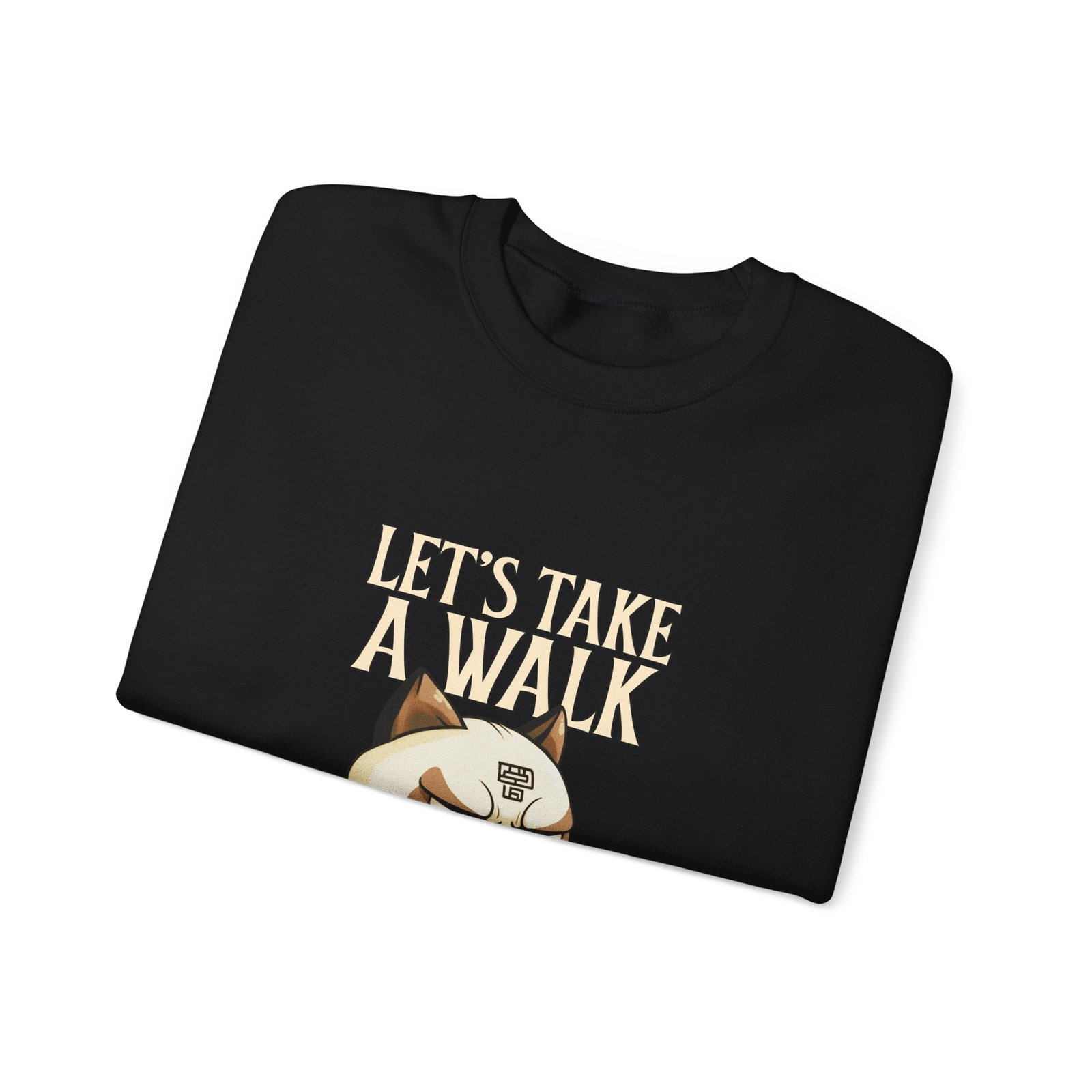 Grumpy Cat Illustration with Let’s Take a Walk Quote - Sweatshirt - Image 3